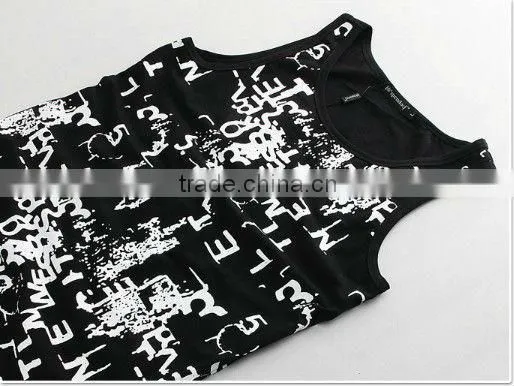 Printed mens fitting sports vest new style