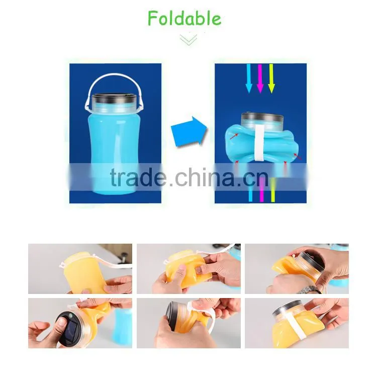 Silicone Water Bottle Rechargeable LED Solar Outdoor Lighting Camping Lantern