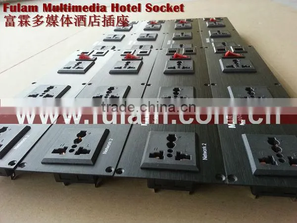 Aluminium type USB+HDMI+AV+VGA+RJ45+RJ11+AC Power Wall socket for Hotel