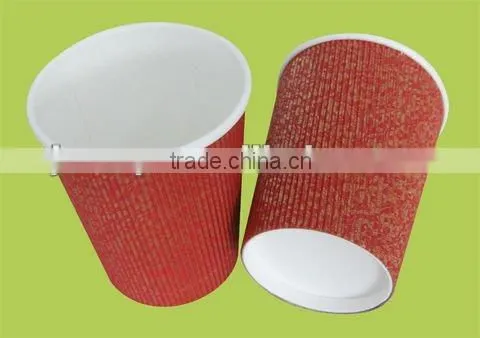2014 new designed high quality printing ripple paper cups/ disposable triple coffee cup/ double wall hot drink cup