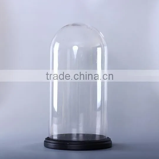 Clear glass cloche with wooden base wholesale