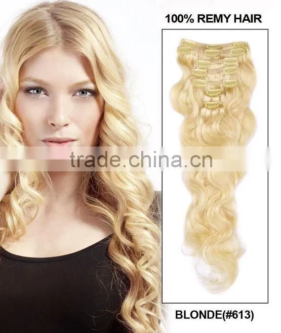 2015 wholesale cheap clip on human hair extension/top quality with low price