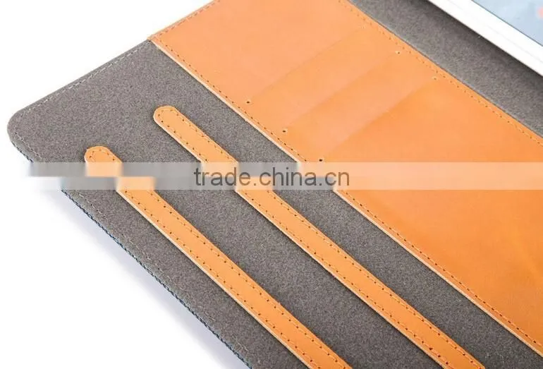Wholesale price factory strong protect pocket jeans leather tablet cover for ipad