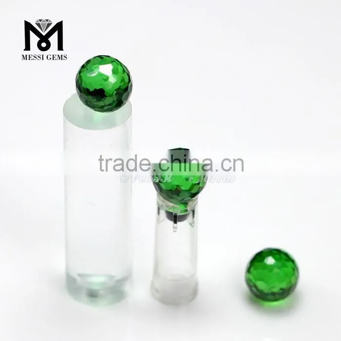 Fancy Shape Round Ball 12.0mm Faceted Green Cubic Zircon