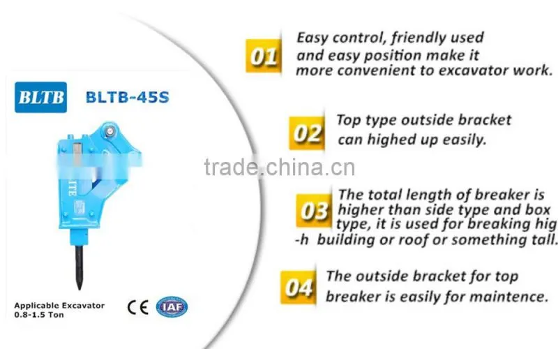 BLTB mini hydraulic breaker top type side type box type with 45mm chisel