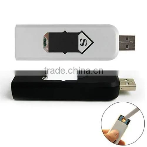Portable Electronic USB Rechargeable Lighter Flameless Superman Cigar Cigarette Lighter Silent Windproof No Gas Gadget Case