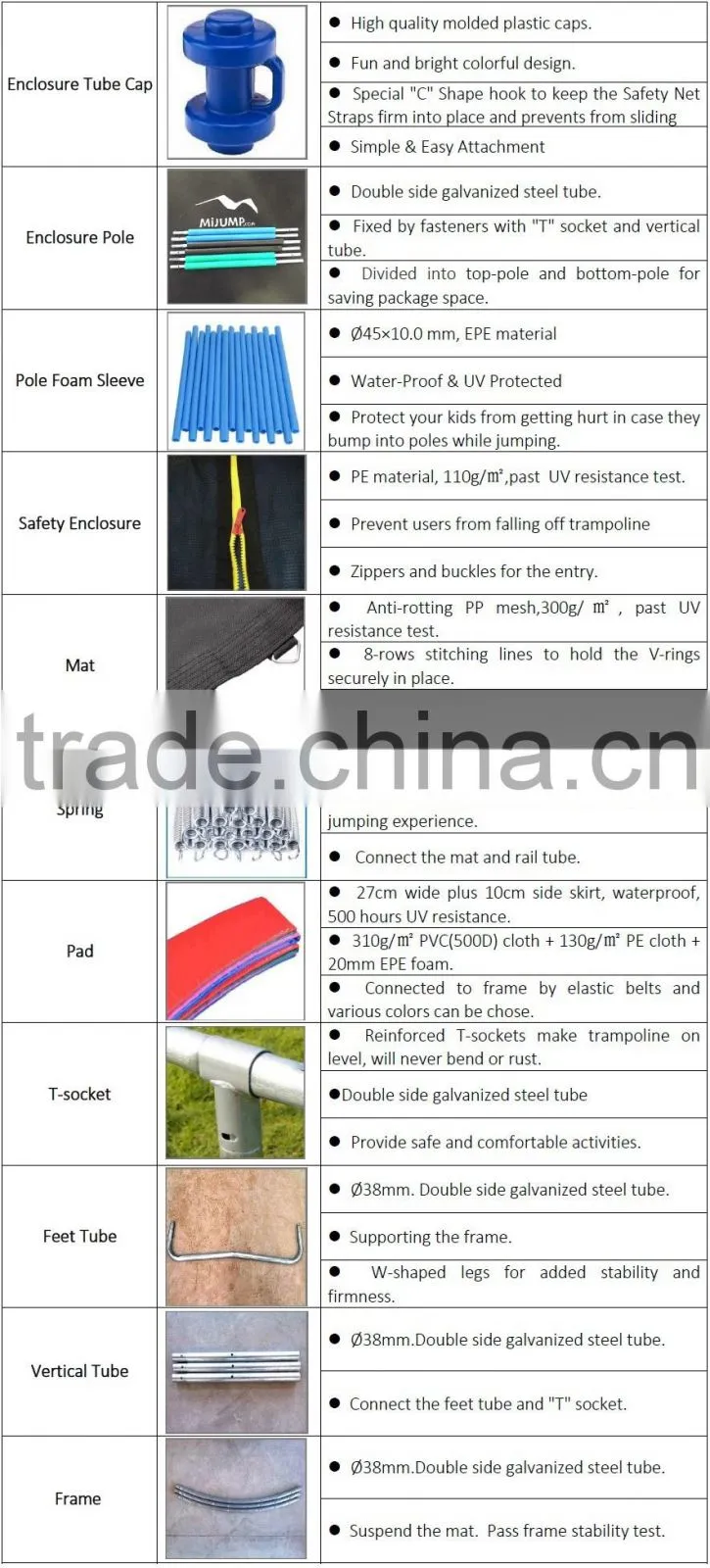 Best sale 8ft trampoline with inside enclosure,W-shaped leg trampoline