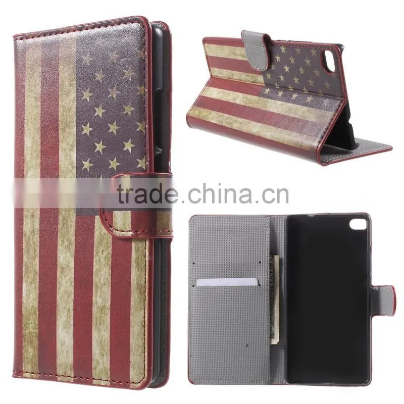 2015 fashion phone case flip leather cover case for Huawei P8,Factory wholesale for Huawei p8 wallet leather case