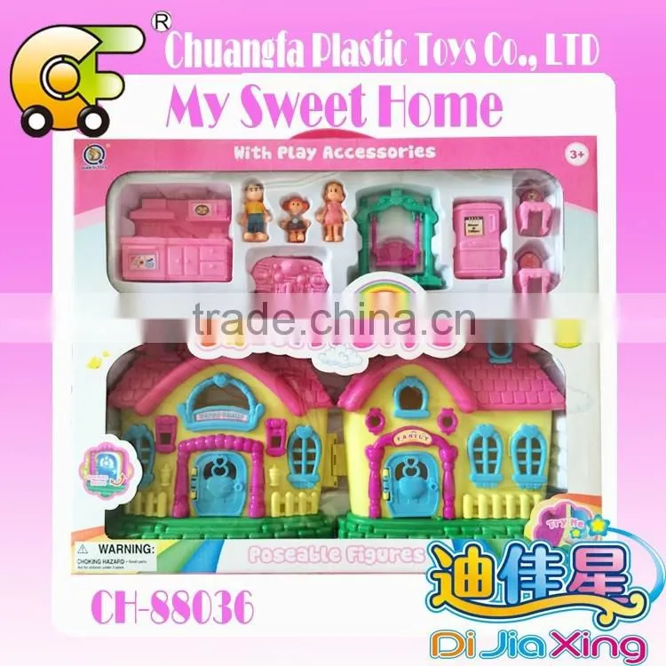 Kids mini villa toys modern villa with furniture wooden villa toys