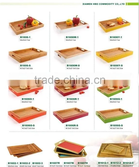 Best selling 3pcs bamboo food serving tray bamboo kitchen tray