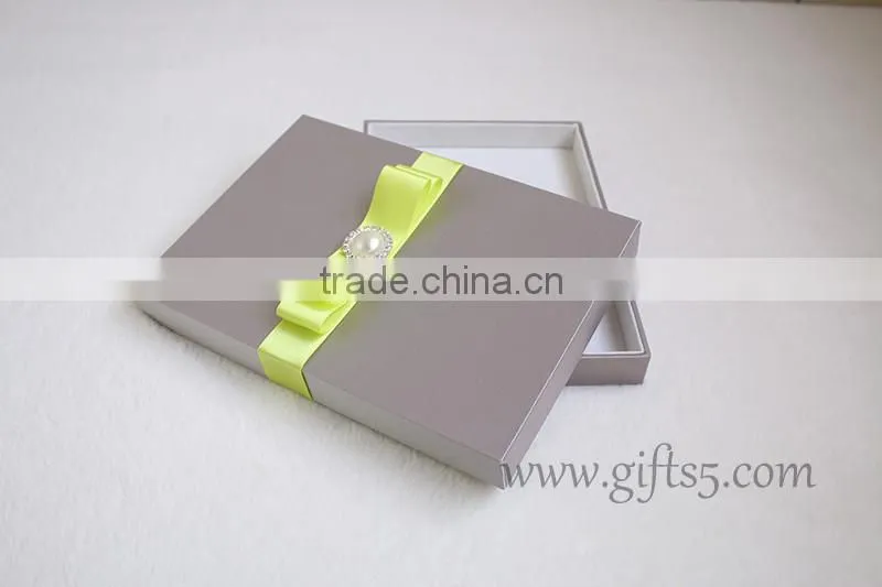 Custom Handmade Luxury wedding invitation box with ribbon