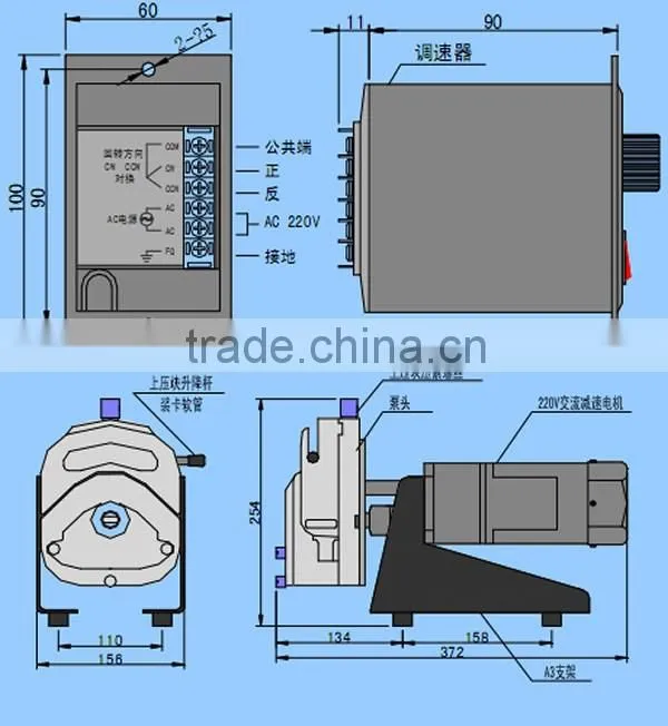 large flow rate batter peristaltic pump 353Y of variable speed motor
