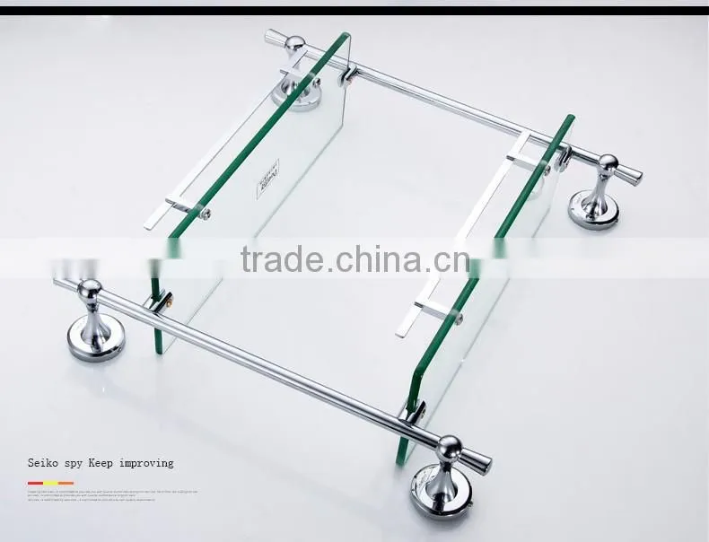 80100 bathroom shelf Contracted silver Double glass shelf hotel use 3c proved