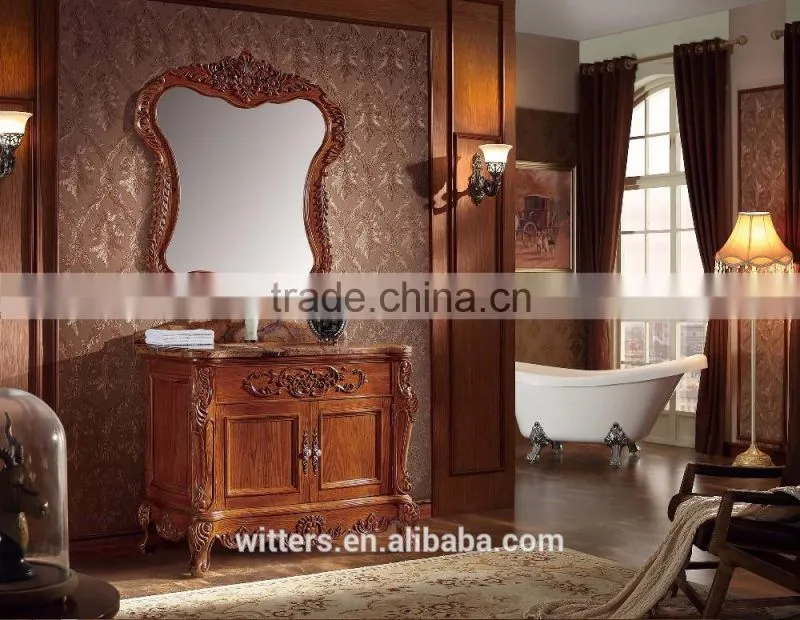 old hand curved bathroom vanity with vingage mirror WTS1605