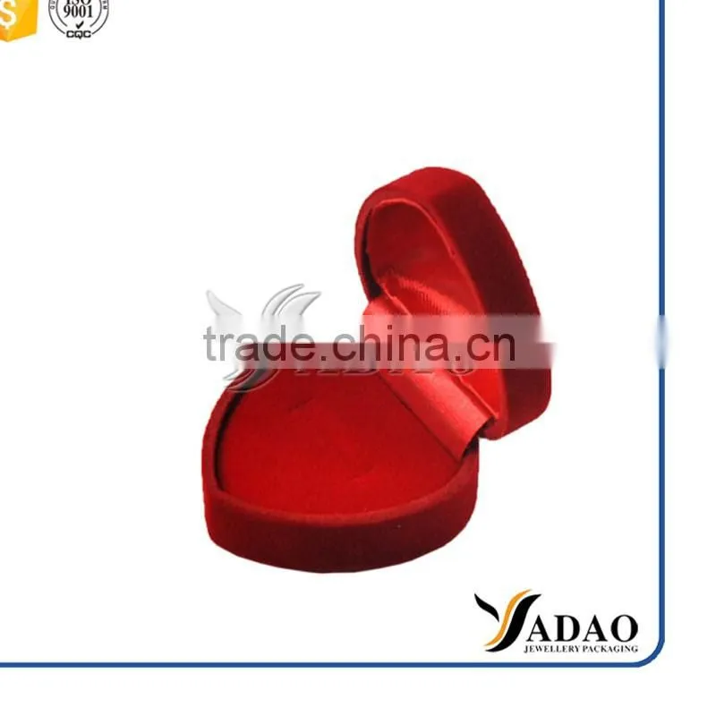 red color heart shape velvet packaging ring box