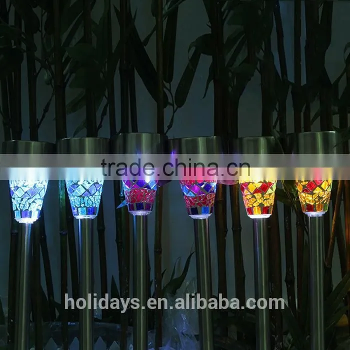 H40cm Mosaic Border Stainless Steel Solar Garden Light Garden for Decoration Christmas Gift