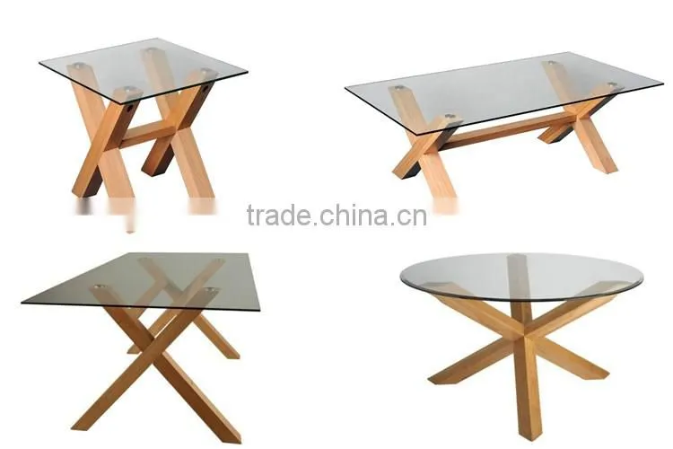Modern wooden tempered glass coffee table