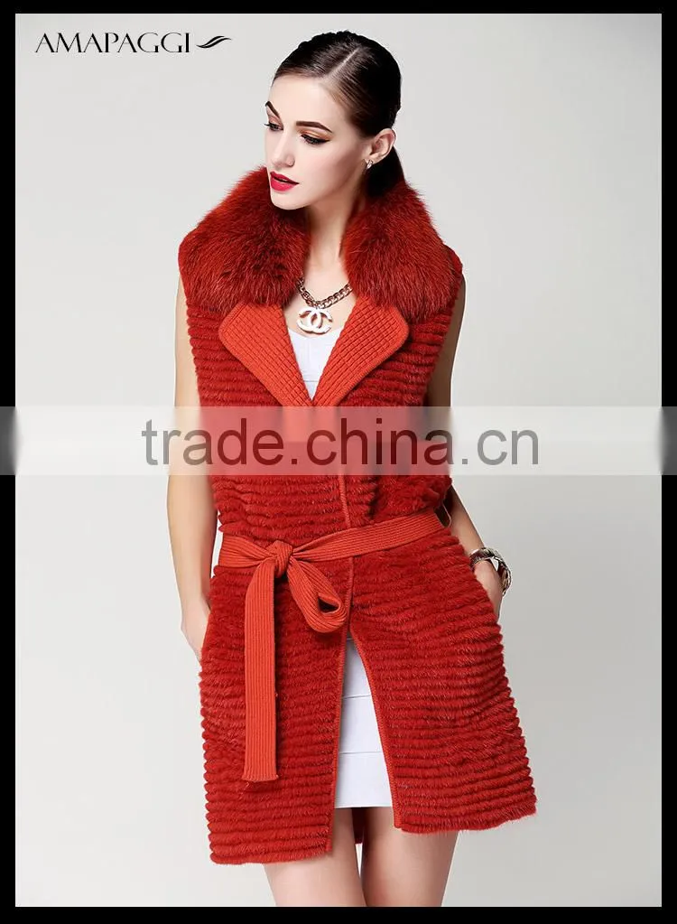 Hot sale knitting mink fur Vests & Waistcoats for women