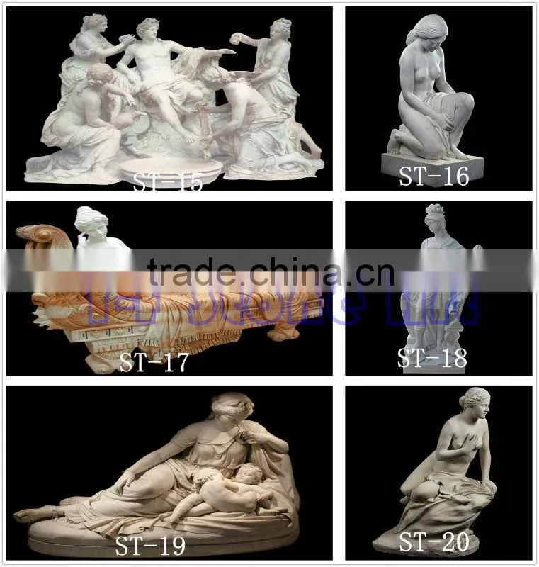 The Greece myth marble art carved Apollo bath and 4 maid statue sculpture