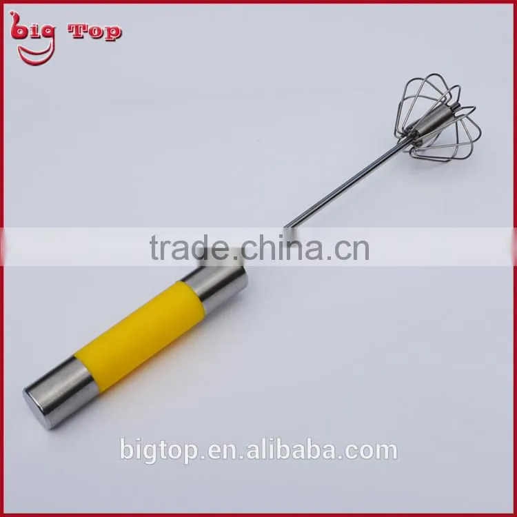 BT0151 12" Rotating Whisk with PP Handle 12" Revolve Egg Better With 430 Stainless Steel Function Part 12" Rotary Egg Whisk