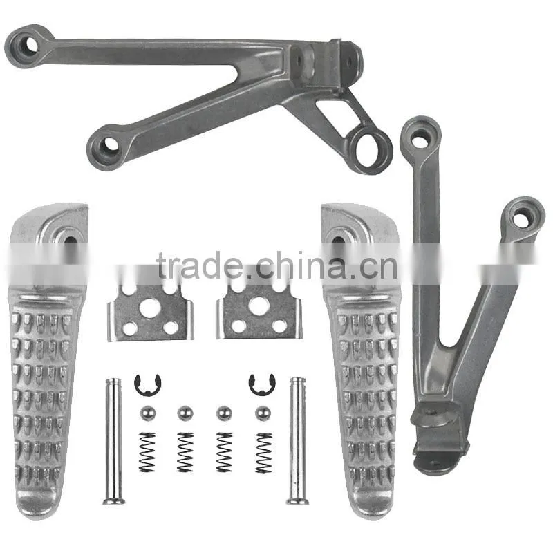 For Kawasaki ZX10R 2004-2005 ZX-10R Silver Rear Foot Pegs Footrest Brackets