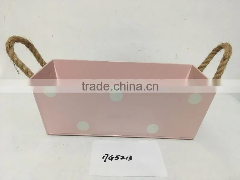 factory direct sale custom logo size small medium large indoor rectangular planters with rope handle