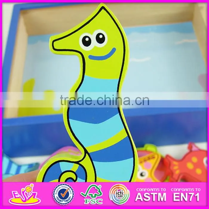 2016 new design magnetic wooden children fish toy W01A088