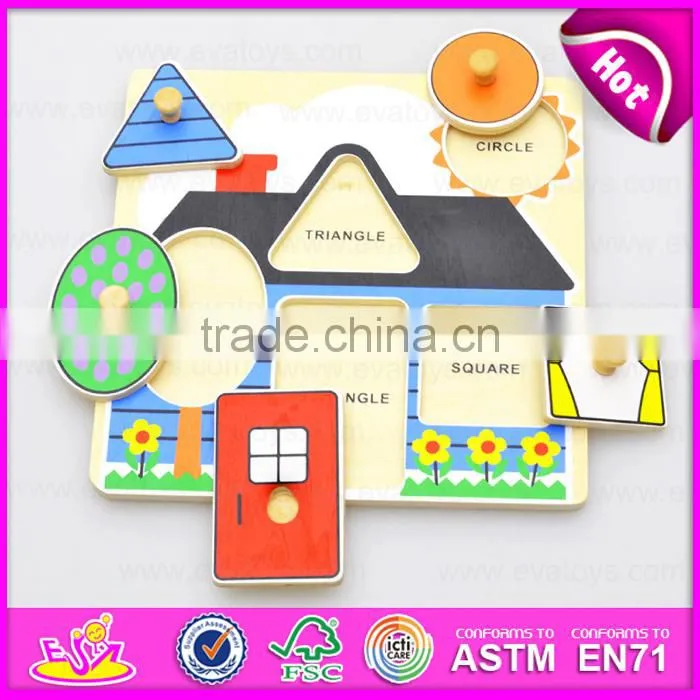 2017 New design children matching toy wooden knob puzzle W14M117