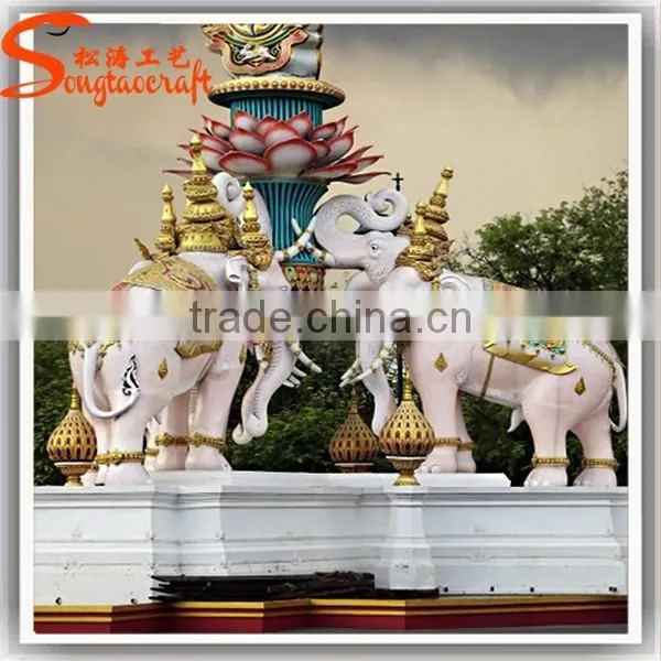 Great Quality of Outdoor Decoration Equipment Life Size Fiberglass Thailand Elephant Statue