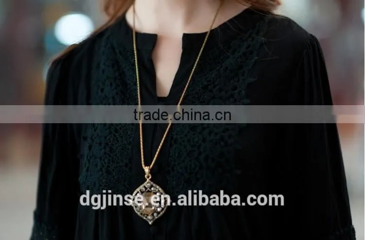 2015 Plus size women clothing ladies slim 6XL floral lace blouse palace Three Quarter sleeve cardigan shirt