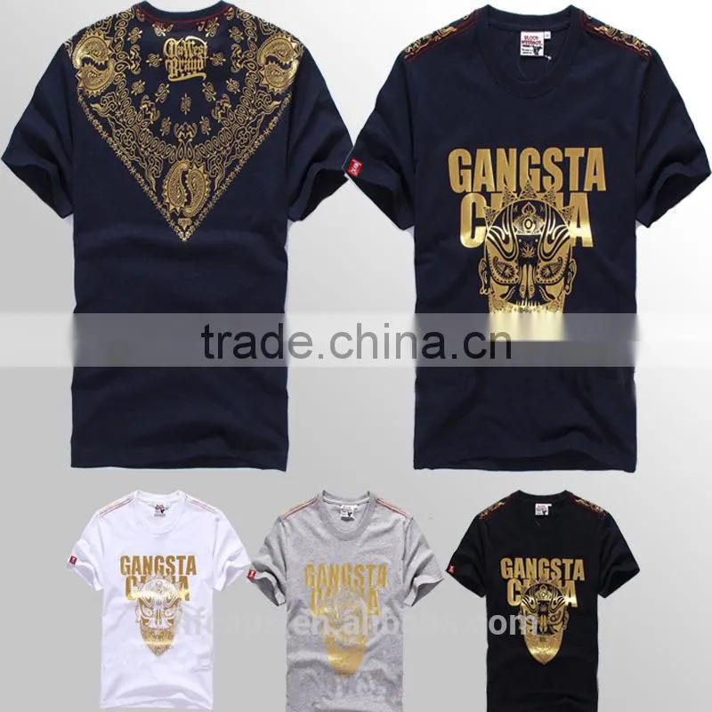 Black Cotton Fashion Sports Printed T Shirts
