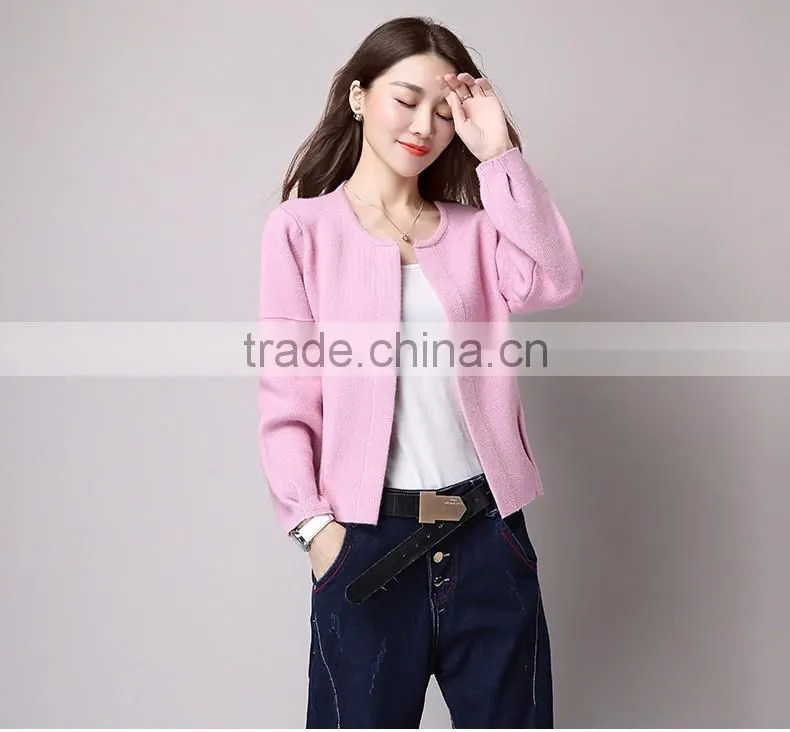 Apparel manufacturers lantern sleeve knitwear women cardigan sweaters