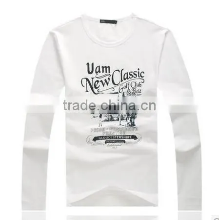 Men's boutique clothing long sleeve t shirt 100% cotton with printing in spring or autumn range