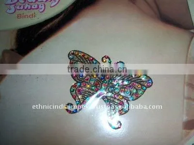 Multicolor BUTTERFLY CRYSTAL BACK BODY TATTOO BINDI STICKER , PAYPAL