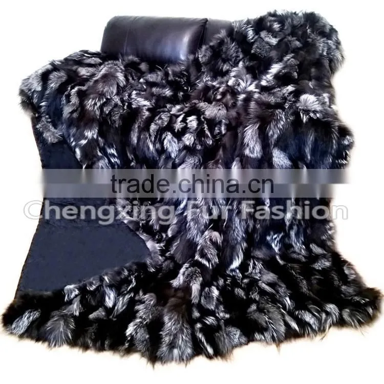 CX-D-82A Real Fur Silver Fox Real Fur Throw Blanket
