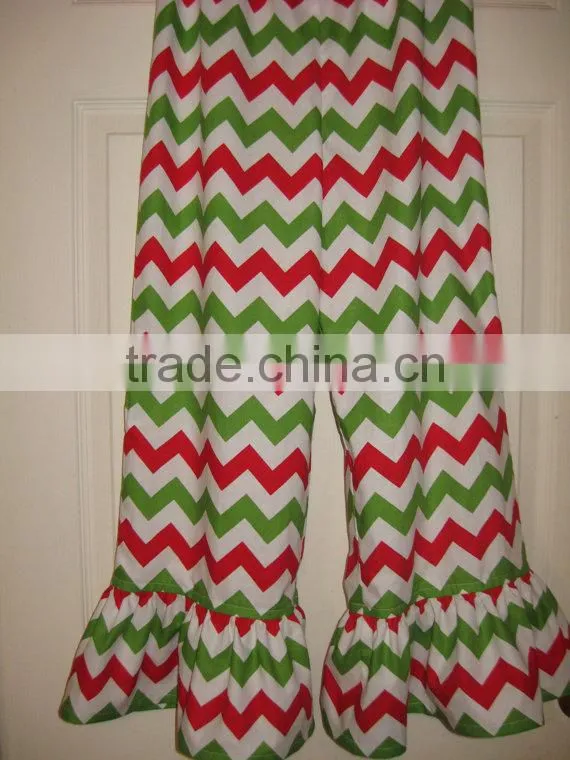 High Quality Wholesale Kids Casual Pants Lovely Chevron Ruffle Leggings Cotton Baby Girls Cotton Trousers