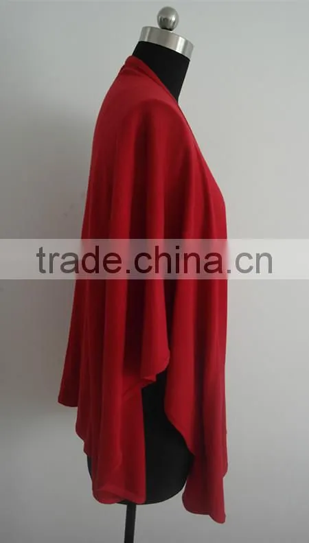 2014 Fashion ladies red 100%cotton poncho sweater