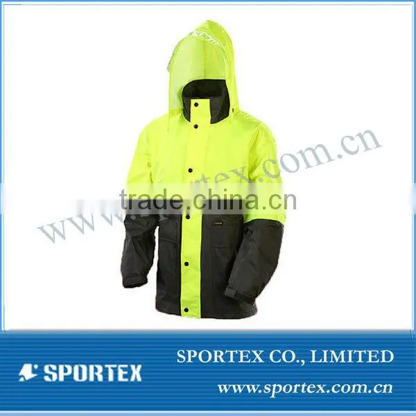 2015 Fashion Mens Rainwear, 100% Nylon, Red Zip Up Hooded #YR-114