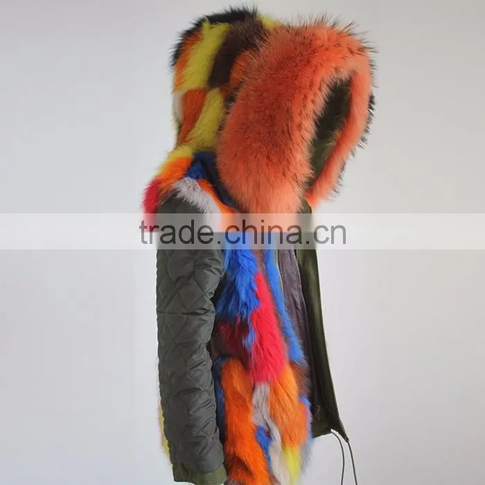 Myfur Customized Factory Winter Parka Jacket with Fur Lining and Hooded