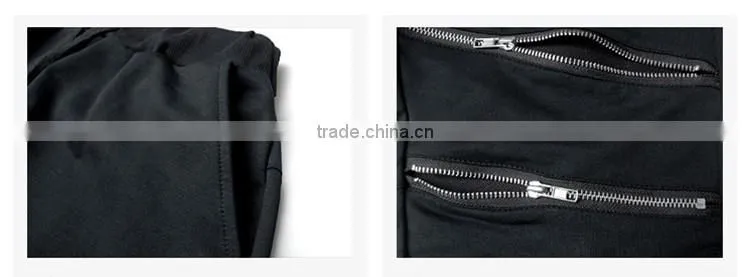 wholesale 100% cotton men jogger sweatpants blank/custom plain jogger pants/mens jogger pants with zipper details p-24