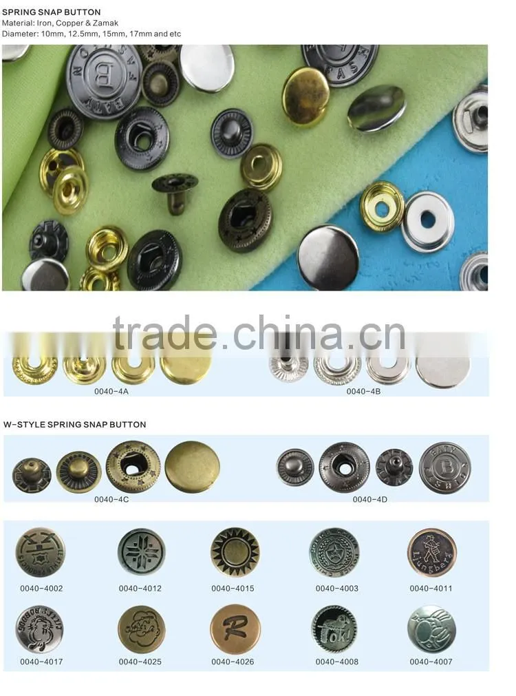 high quality metal new style custom round many colors clip snap button