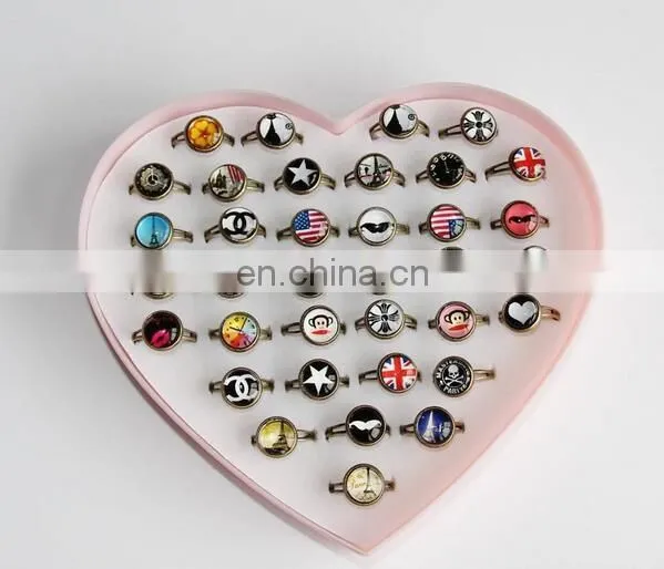 36 pairs/box Gorgeous European Style Time Gem Opening Ring Retro Cute Ring