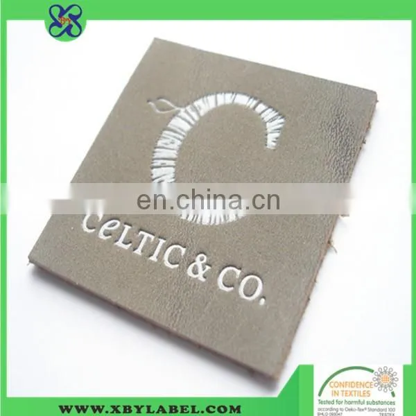 Charm real leather label design leather patch for jeans
