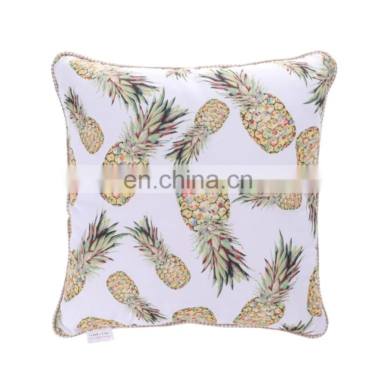 Summer Tropical Pineapple Design Cotton Linen Outdoor Square Home Decor Cushion Pillowcases Wholesale