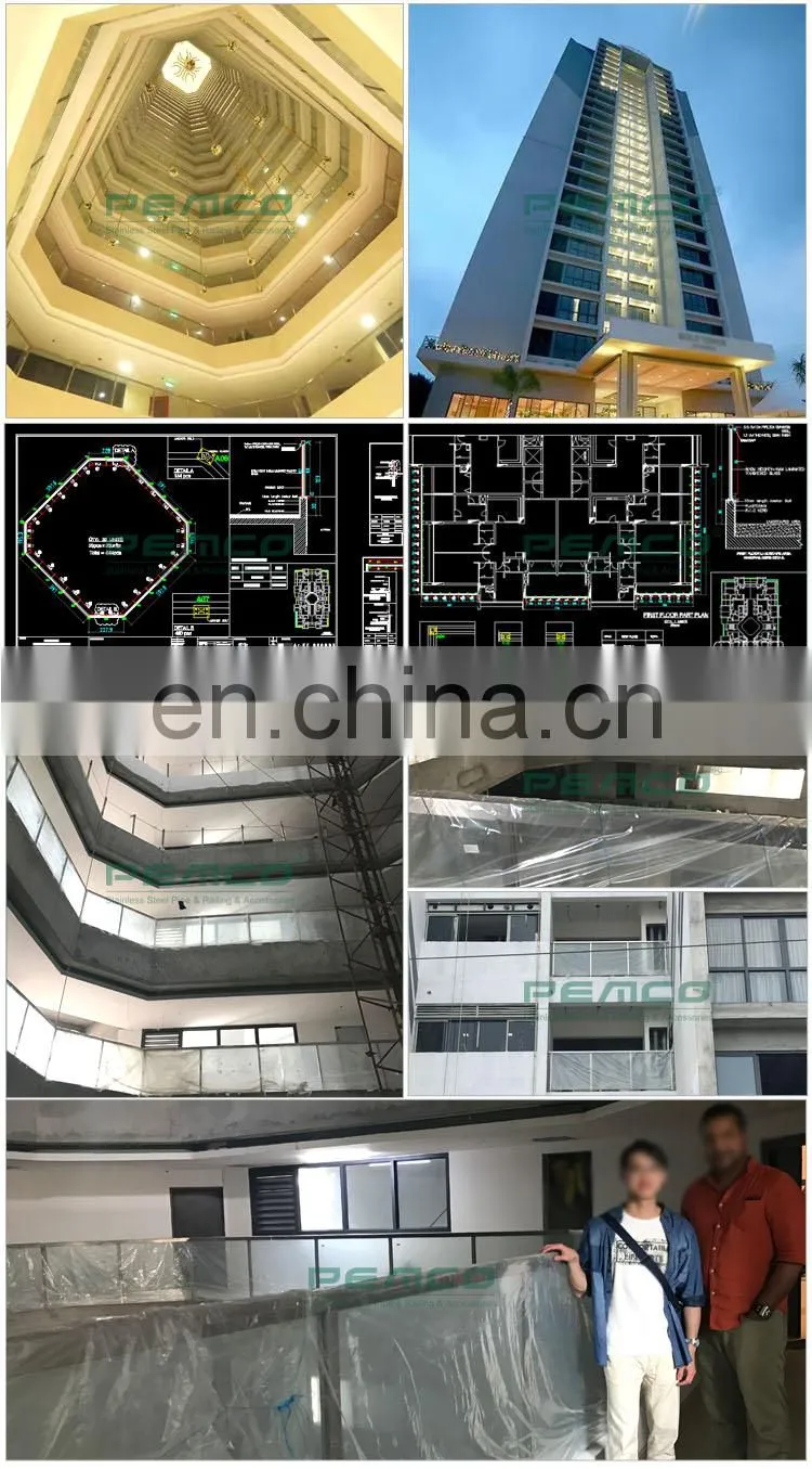 Project Railing Factory Residential Building Balustrades Handrails Design Stainless Steel Glass Railing