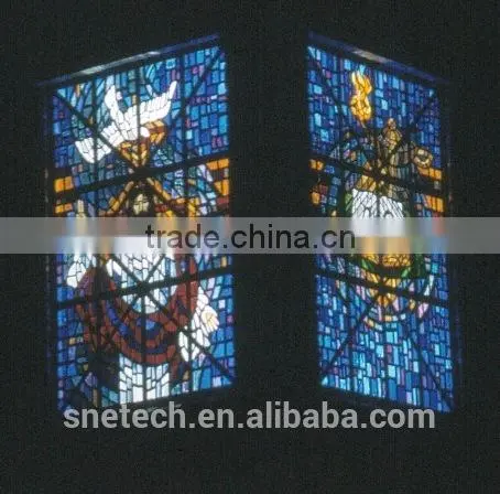 tempered facted glass church pattern interior or exterior decoration