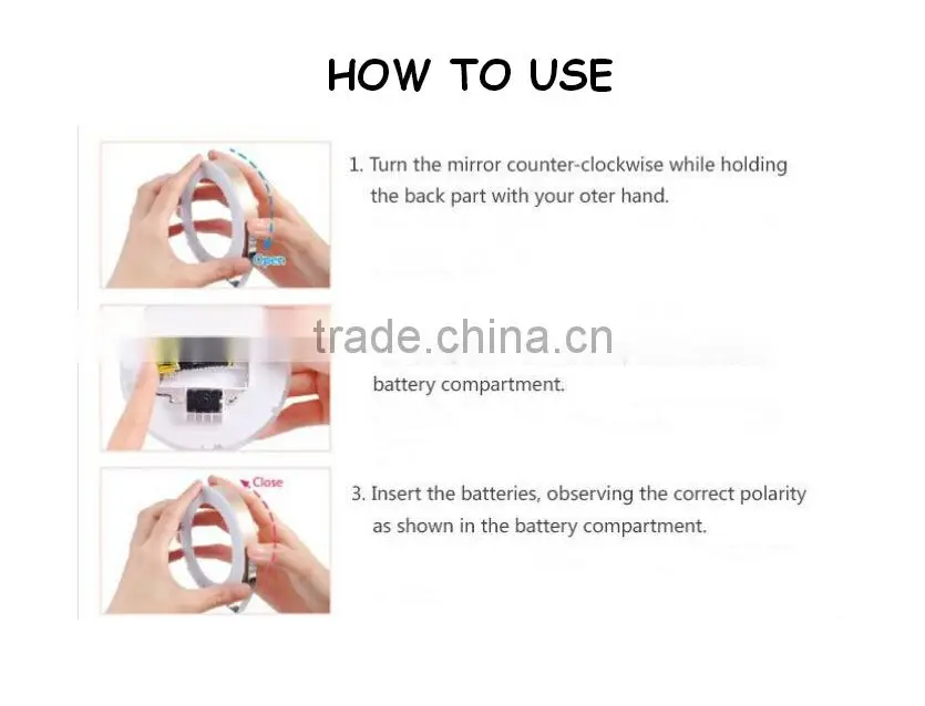 Makeup mirror stand round compact mirror 3X magnifying mirror with LED Light ZLIME ZL-M1306