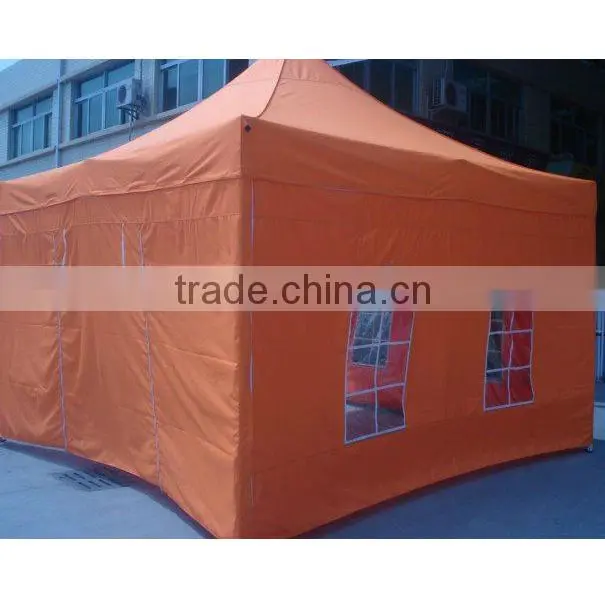 Aluminum Pop Up Ten 3x3m ( 10ft X 10 ft) with Orange Canopy & Valance(Unprinted), 4 full walls with zipper, door & windows