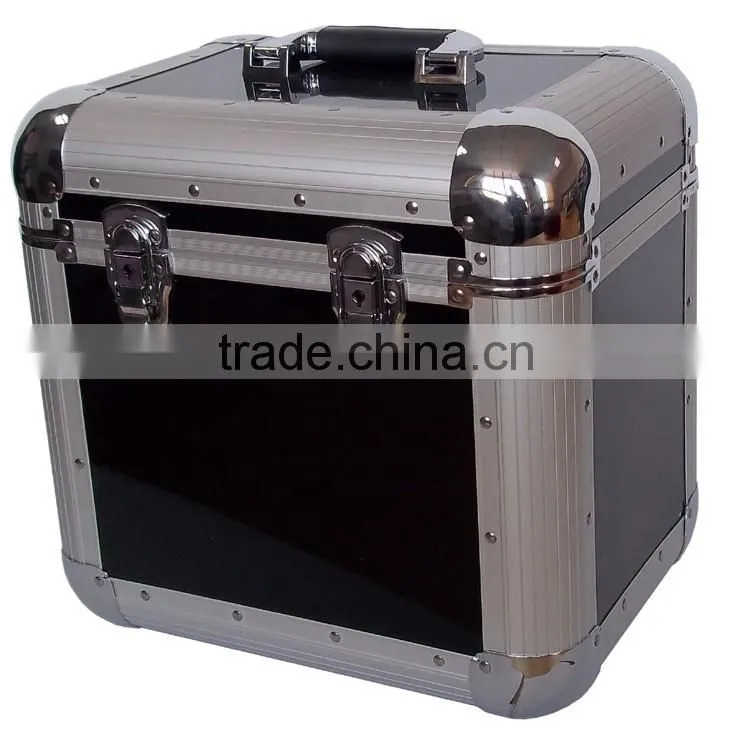 black aluminum LP flight case to hold 80pcs LP,custom make locking aluminum LP record carry case,black aluminum dj flight case