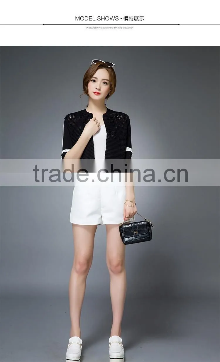 OEM Summer new round neck short sleeve knit cardigan paragraph Korean Fashion Slim linen jacket